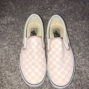 pink and white checkered vans
